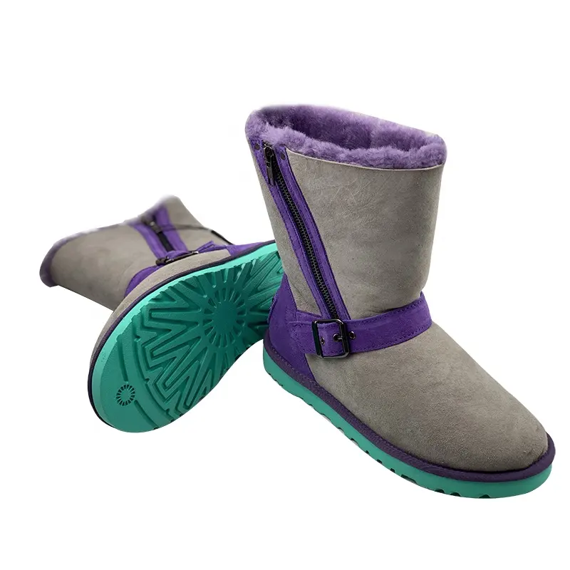 Classic Durable Double-Faced Sheepskin Flat TPR Sole Australian Snow Women Half Boots Shoes