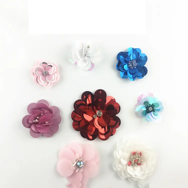 3D flower Sequin beads PET Rose Flower patches
