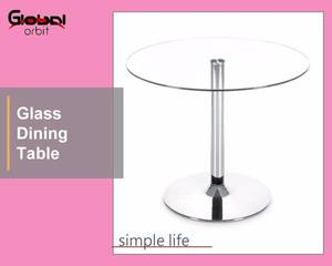 Mesa de comedor redonda de acero y vidrio templado, moderna - Product Image 5