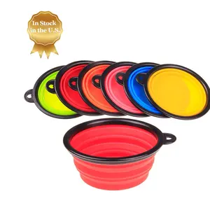 Xách Tay Có Thể Gập Lại Silicone Đóng Mở Vật Nuôi Chó Mèo Thực Phẩm Nước Cho Ăn Du Lịch Bát