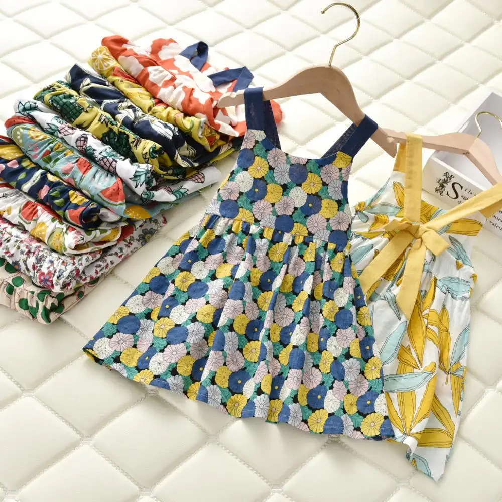 Vestido de verano para niñas, camisola con estampado de frutas y flores, estilo coreano, 2019