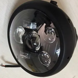 שחור 5 3/4 5.75 אינץ עגול פנס אופנוע LED Angel Eyes ראש מנורת פנס אופנוע מול אור