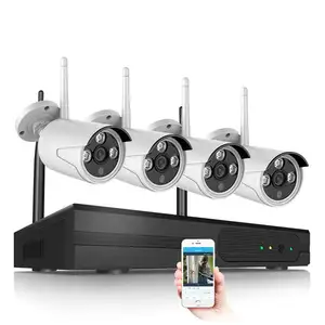 WiFi full hd 720 p ip kamera ve 4ch kablosuz nvr ev güvenlik kamerası kiti