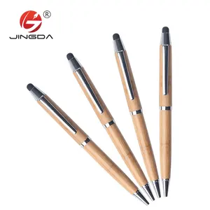 bamboo and metal touch screen ballpoint pen