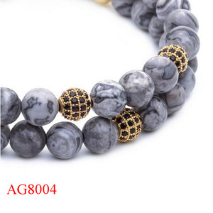El mejor diseño exclusiver pulsera doble del grano piedra pulsera cruzada del estiramiento - Product Image 2