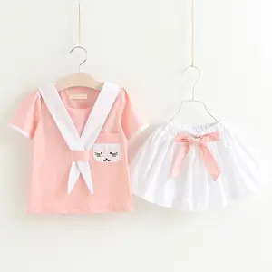 뜨거운 판매 제품 최신 Kidswear 레이스 꽃 탑 세트 온라인