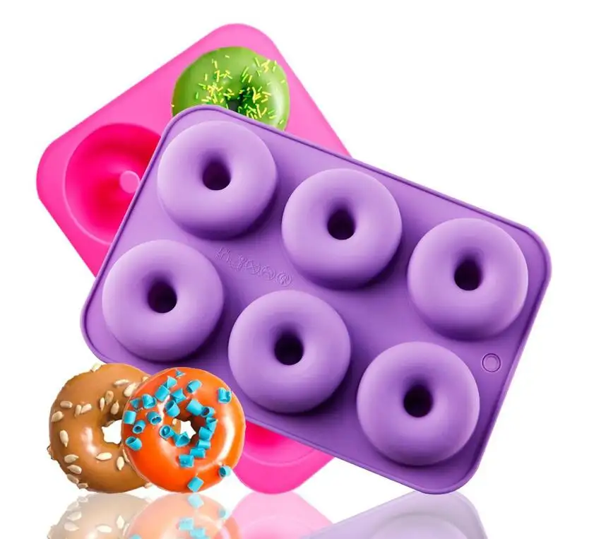 6 Hole Non Stick Silicone Doughnuts Donut Cake Baking Mould Pan