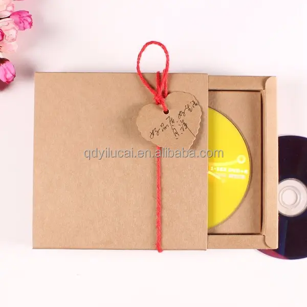 Custom-Made Cd Papier Dozen, Cd Packingboxes,cd Kraft Papier Verpakking Dozen Recyclebaar Uv Coating Lakken Embossing Cd/Vcd/Dvd