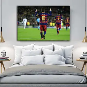 Barcellona Lionel Messi at Champions League Wall Picture Art Stretched Frame Artwork Wall Painting Decor Dropship Custom Canvas