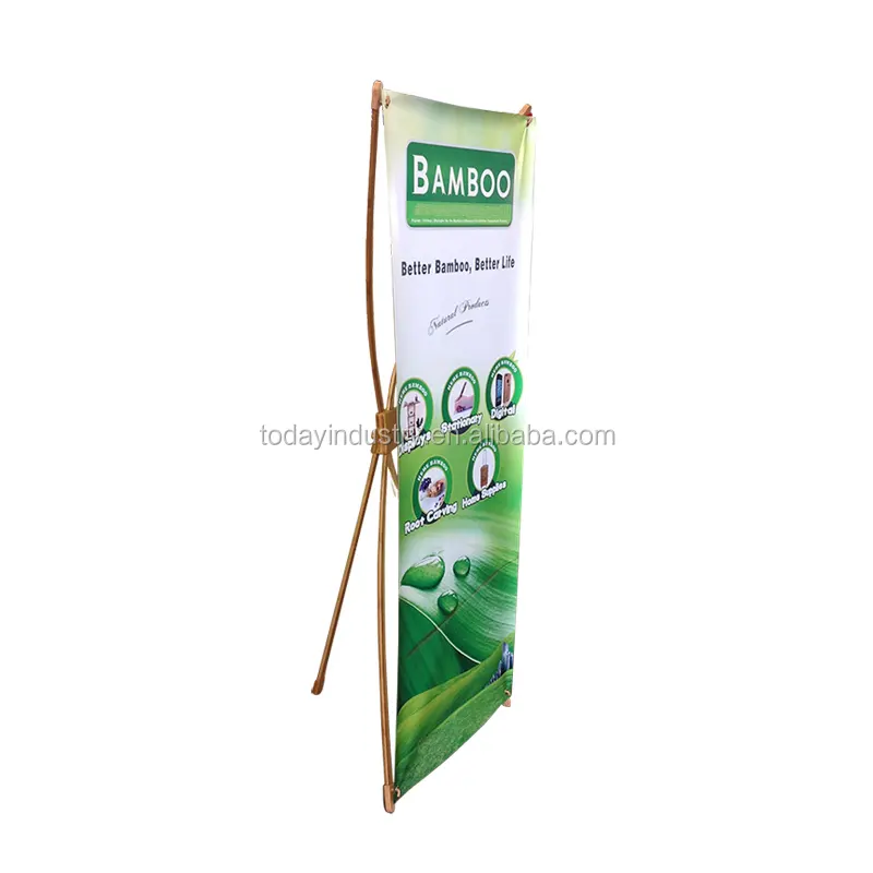 Custom Bamboe Lichtgewicht Indoor Banner Display Stand