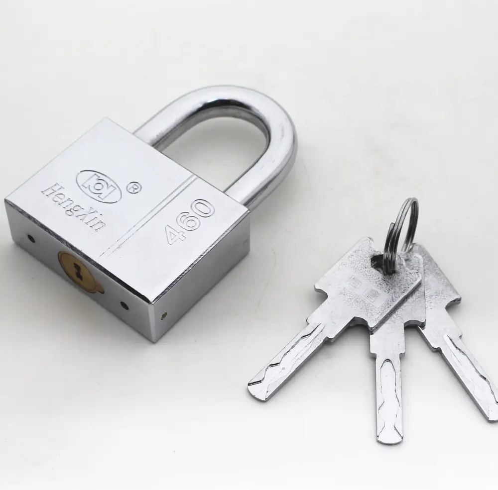 top security chrome plated square type steel padlock