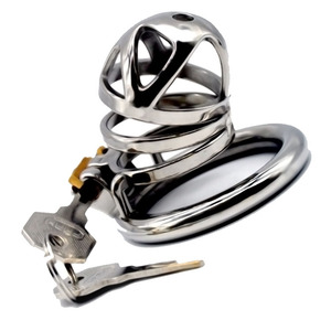 Dispositif de chasteté FRRK05C Jail House, cage de chasteté en acier inoxydable avec bouchon urétral en silicone, cage de chasteté à verrouillage Captus - Product Image 2