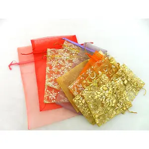 High Quality Multifunction Colorful 10x15cm jewelry with logo drawstring cheaper printed silk organza gift pouch bag