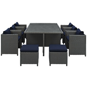 Set da Pranzo da <span class=keywords><strong>Esterno</strong></span> in Rattan da 11 Pezzi, Set di <span class=keywords><strong>Mobili</strong></span> da Giardino in <span class=keywords><strong>Vimini</strong></span> con Struttura in Ferro e Tessuto per Esterni - Product Image 4