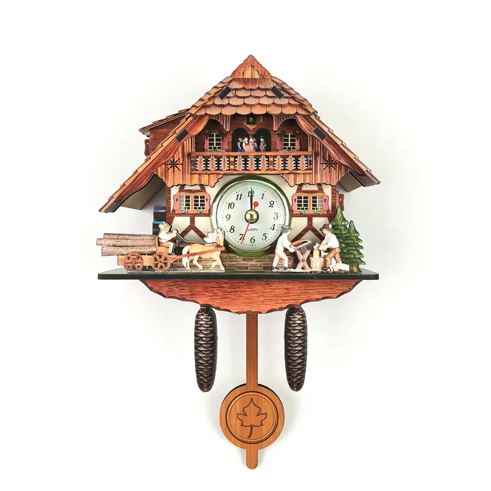 Regali promozionali dell'annata di figura della casa di legno antico orologio da parete a cucù con autoswinging pendolo