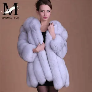 Nuevo diseño señora abrigo de piel Real invierno ruso marca de lujo Real Fox Fur Coat mujeres del sexo