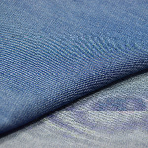 Skygen Guangzhou stocklot all'ingrosso del tessuto di saia 100% jutecell indigo denim morbido tessuto per camicie - Product Image 6