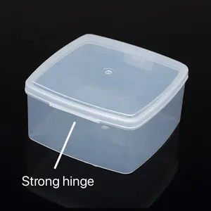 Clear Square PP Storage Plastic Box Parts Tool Organizer Container with Lid Jewelry Packaging Recyclable