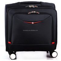 Valise cabine à roulettes en polyester 1680D, douce, noire, 16 pouces