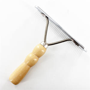 Tay Cầm Bằng Gỗ <span class=keywords><strong>Pet</strong></span> Grooming Comb Rake Chó Lớn Bàn Chải Lông - Product Image 2