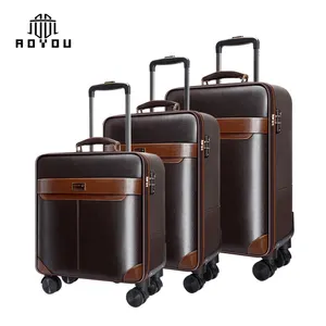 Hot-selling luggage suitcase Polyurethane leather pull rod luggage set pull rod suitcase 3 sets