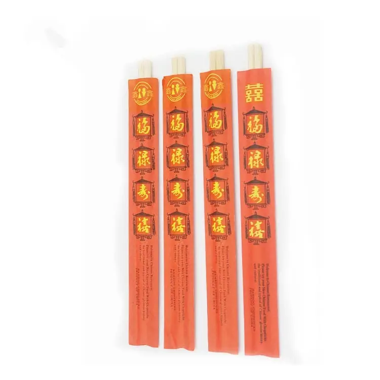 promotional red envelope sushi bamboo chopstick with printed paper logo