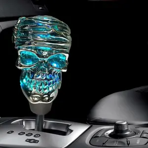 Car interior modification personality car shift knob Resin skull car MOMO with LED