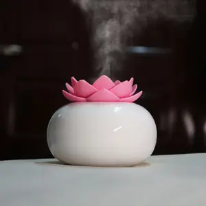 Ceramic Lotus flower Air Humidifier, Mini Portable Home 5V USB Cool Mist Humidifier