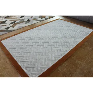Brown edge grey cut pile modern house acrylic jacquard handmade carpet