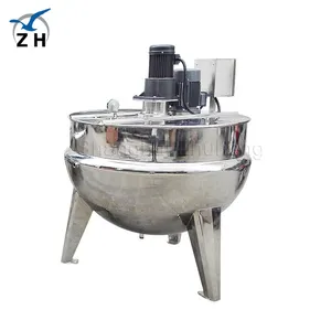 high speed dispersion mixer jacket kettle with agitator tilting boiling pan