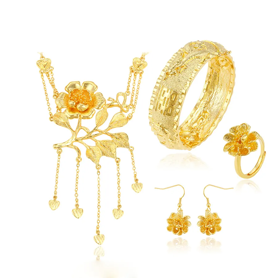 xuping jewelry latest design wedding gold plated jewelry sets
