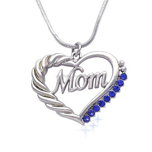 A800015 Mode Bijoux Cadeau fête des Mères <span class=keywords><strong>MAMAN</strong></span> <span class=keywords><strong>Mot</strong></span> Gravé Cristal Coeur Amour <span class=keywords><strong>maman</strong></span> Pendentif Collier - Product Image 4