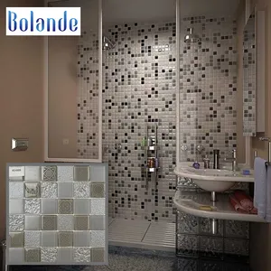 Kahverengi karışık gri en kaliteli en sıcak kare düşük fiyat sanat 300x300mm banyo backsplash duvar çini cam mozaik