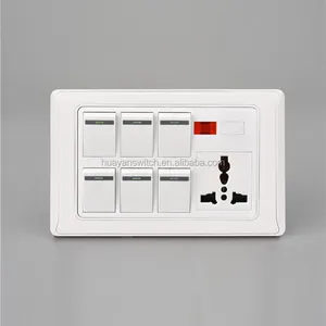 Huayan seguridad 3 pin enchufe de pared eléctrico 6 Gang toma de interruptor