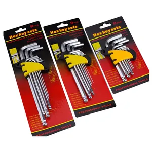 Ball end nose Short Standard Extra long 9pcs Allen Hex L-key wrench H1.5 2 2.5 3 4 5 6 8 10mm screw driver hand spanner kit