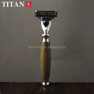 Sản Phẩm Cạo Râu Titan 3 Lưỡi Dao Cạo Gỗ Dao Cạo 3 Lưỡi Ba Lưỡi Tay Cầm Bằng Gỗ An Toàn Dao Cạo