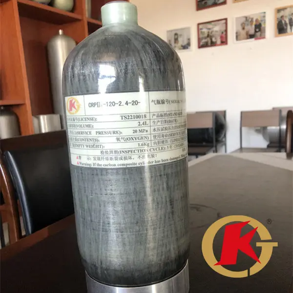 KJ venta directa de fábrica de 0.3L 1.6L 2L 3L 4.7L 6.8L 9L 12L 5L 20L cilindro de fibra de carbono con 300bar psi4500 presión de trabajo