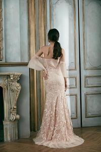 Ruolai-vestido <span class=keywords><strong>de</strong></span> novia con hombros descubiertos, PEV-L3040, perla, rosa, encaje, apliques, desmontable, Trompeta - Product Image 3