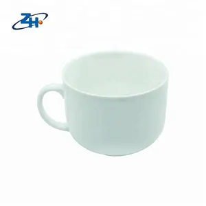 12oz round white ceramic milk jug cups glazed porcelain sublimation soup mug with handle for drinking