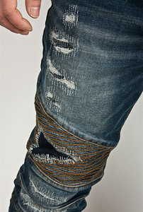 OEM Jeans motard bleu skinny en denim pour homme 066 - Product Image 5