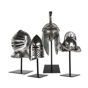 Armadura medieval de resina, capacete de guerra do soldado romano, prata, decoração de casa