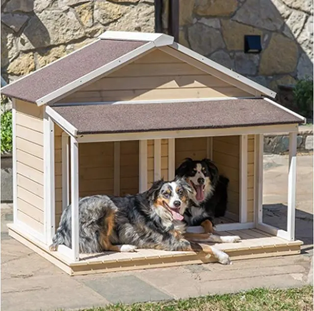 สุนัขขนาดใหญ่ House ไม้ยกลัง51X43X43 W ระเบียงทางเข้า2สุนัขสำหรับสุนัขกลางแจ้งเตียงยกด้านล่างและธรรมชาติ