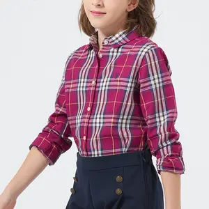 Custom Designs School Uniforms Manufacturer Supplier 100% Cotton Check Shirt for Boys and Girls School Uniforms