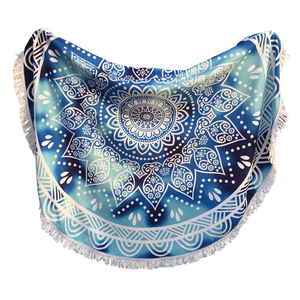 Toalla de playa redonda de microfibra personalizada al por mayor con flecos, mandala Hawaiano, estampado de flamencos bohemios, estilo tropical para el verano - Product Image 2