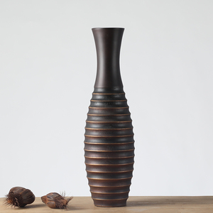 Floreros de Arte de poliresina de alta gama, Floreros decorativos para el hogar, jarrón <span class=keywords><strong>negro</strong></span> moderno - Product Image 3