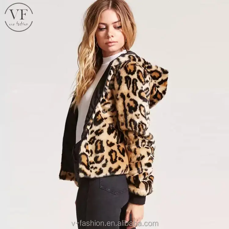 Alibaba 11/11fashion Women's Cheetah Print Faux Fur Coats   Jackets