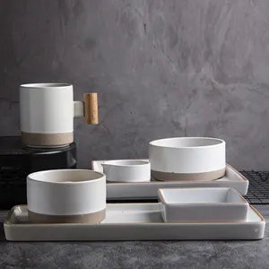 Juego de vajilla de estilo coreano, platos simples blancos, vajilla de porcelana