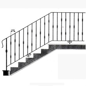 Rampe d'<span class=keywords><strong>escalier</strong></span> intérieure en <span class=keywords><strong>fer</strong></span> <span class=keywords><strong>forgé</strong></span> / Rampe d'<span class=keywords><strong>escalier</strong></span> préfabriquée en métal - Product Image 5