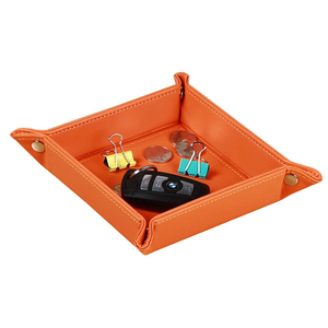 Pu Nhỏ Có Thể Gập Lại Quảng Trường Lưu Trữ Hiển Thị Khay Lưu Trữ Organizer tary Da Valet Khay Cho Nam Giới - Product Image 2