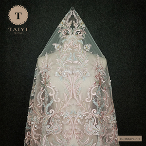 2021 più nuovo stile couture francese del merletto in rilievo del merletto del tessuto misto di colore del ricamo - Product Image 1